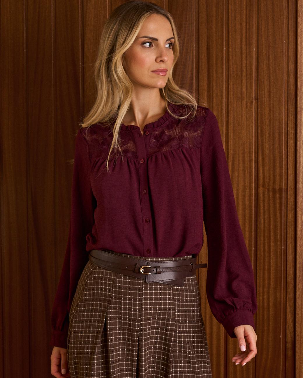 Camisa Encaje Flores Ruby