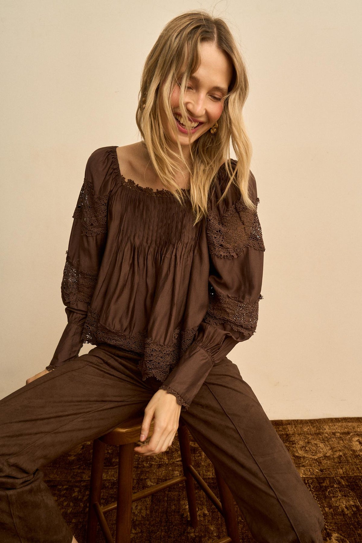 Blusa Encaje Fruncida Elodie