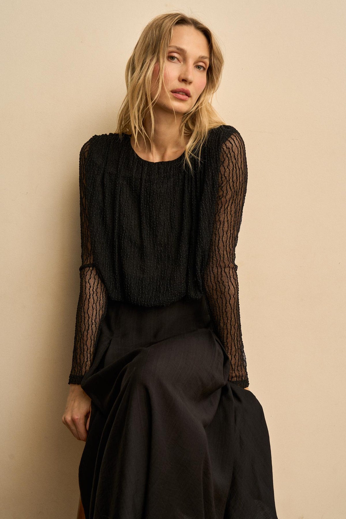 Blusa Encaje Plisado Ysoria