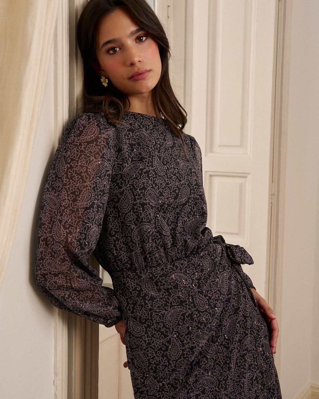 Vestido Negro Paisley Renata