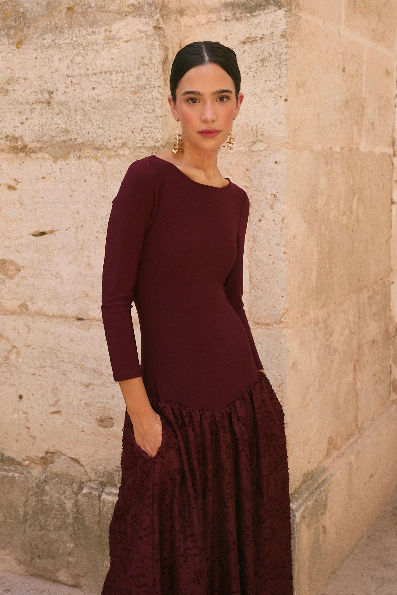 Vestido Invitada Grana