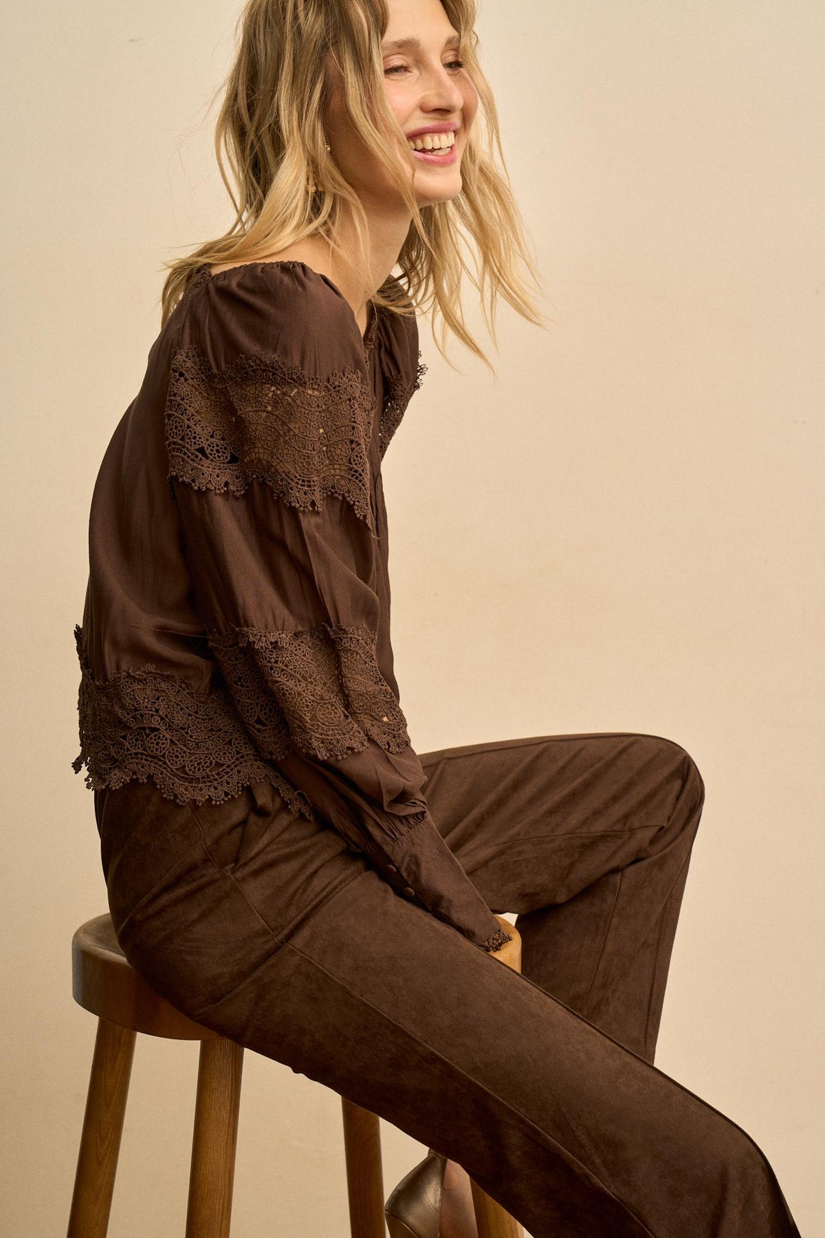 Blusa Encaje Fruncida Elodie