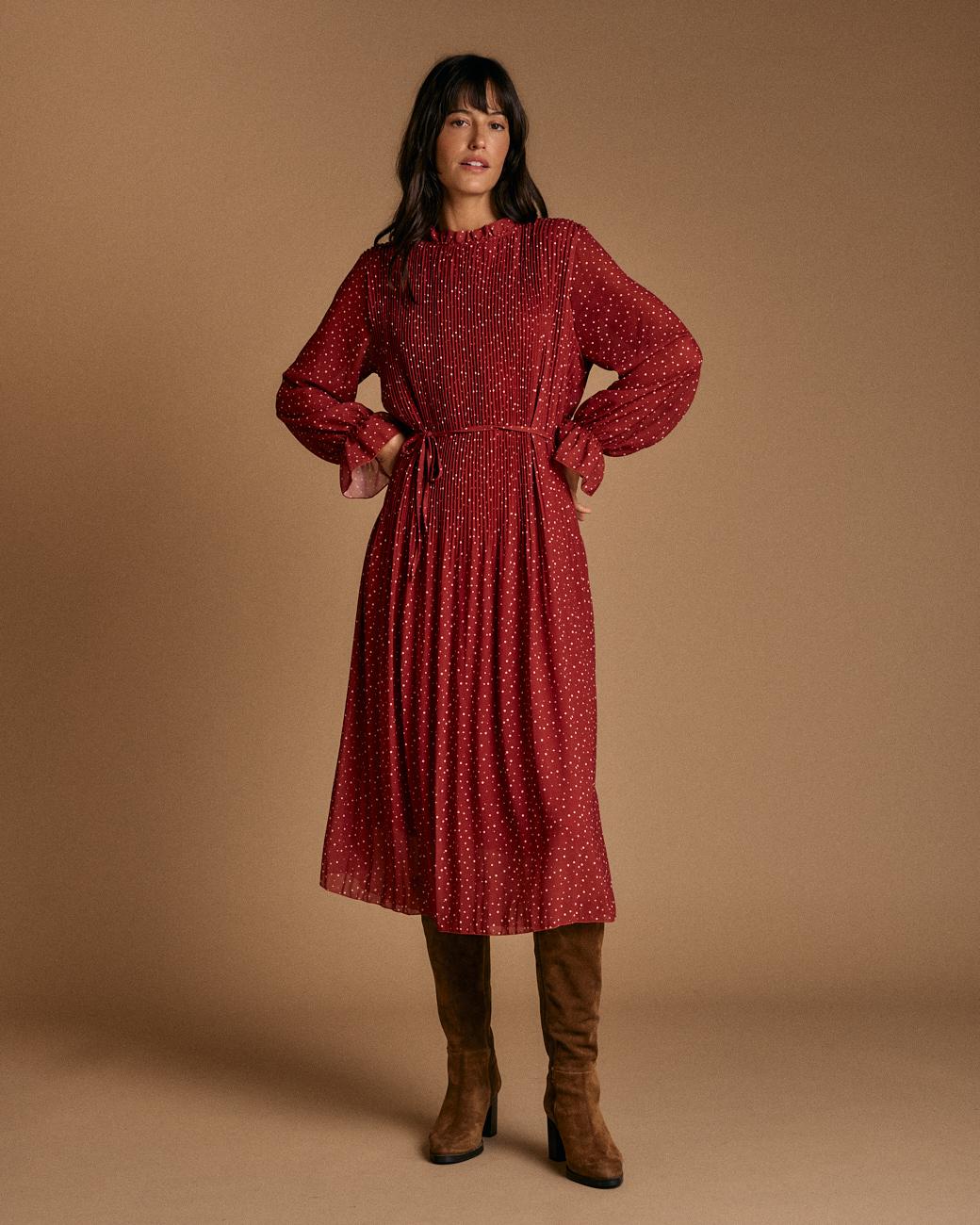Vestido Lunares Granate