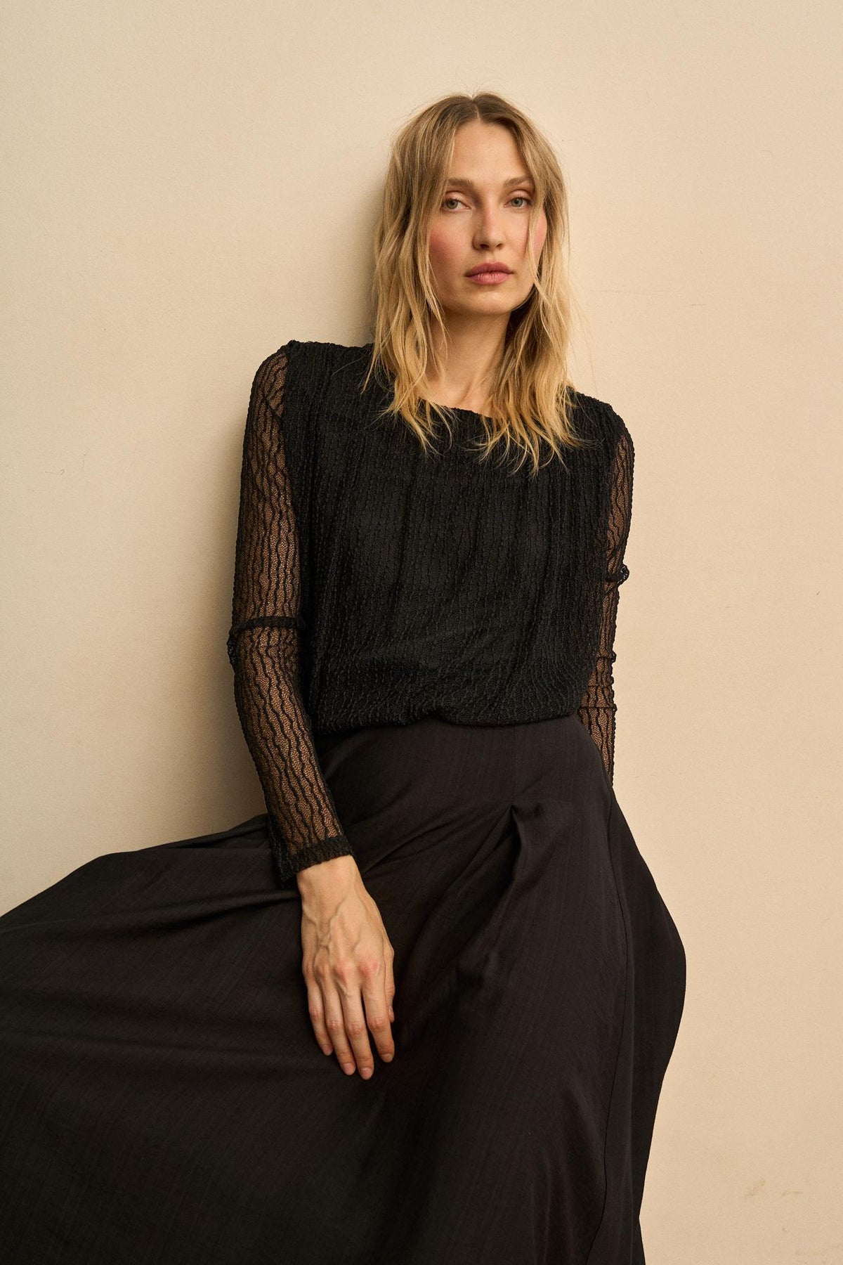 Blusa Encaje Plisado Ysoria