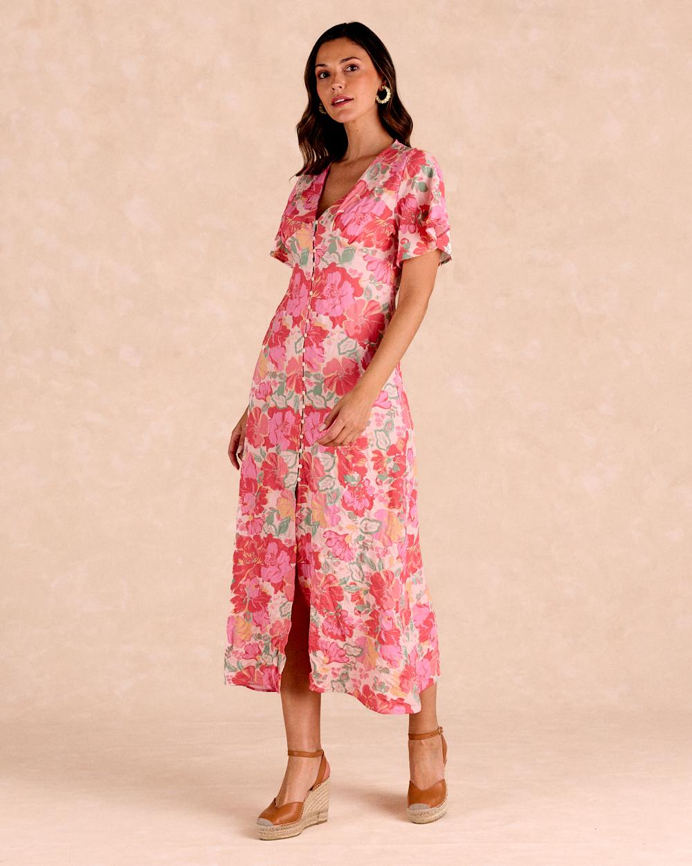 Vestido Largo Flores Barina