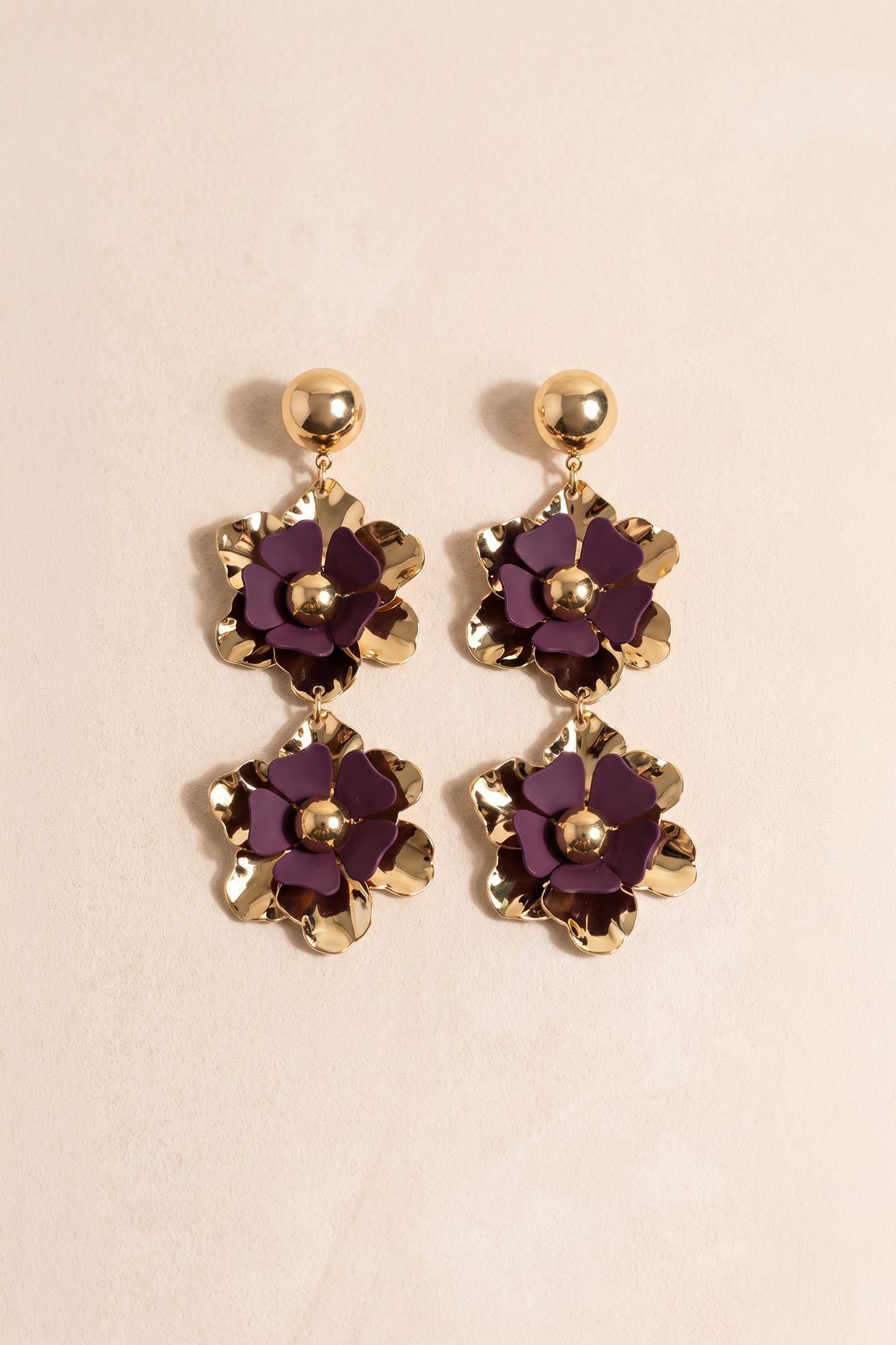 Pendientes Flor Berenjena Lusi