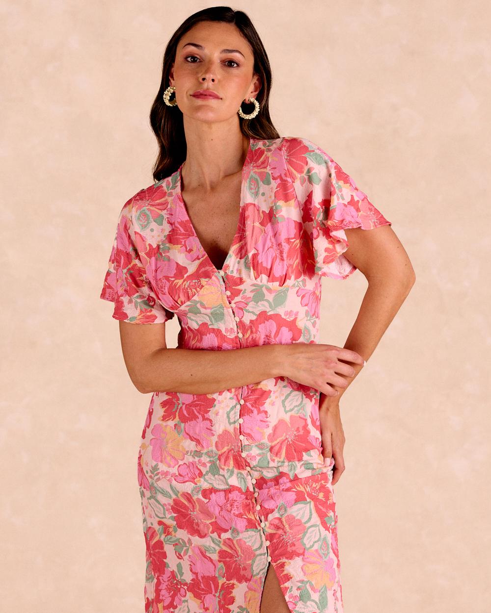 Vestido Largo Flores Barina
