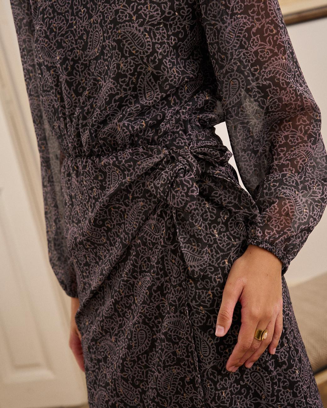 Vestido Negro Paisley Renata