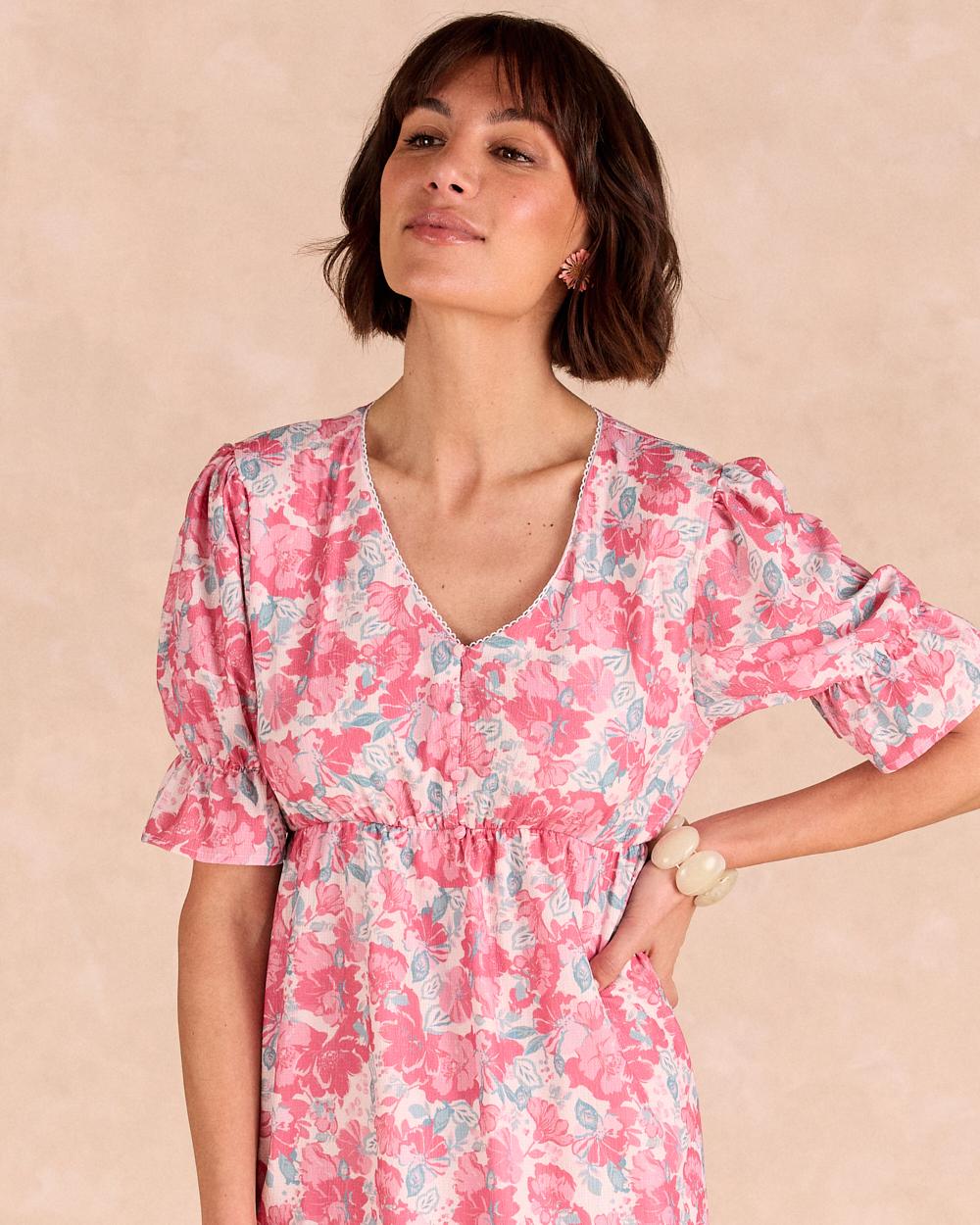Vestido Corto Flores Cora
